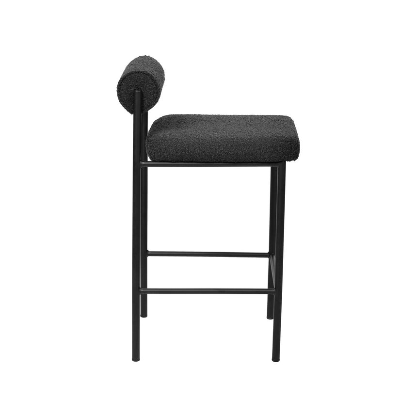 65cm Bar Stool - Black Boucle (Set of 2)