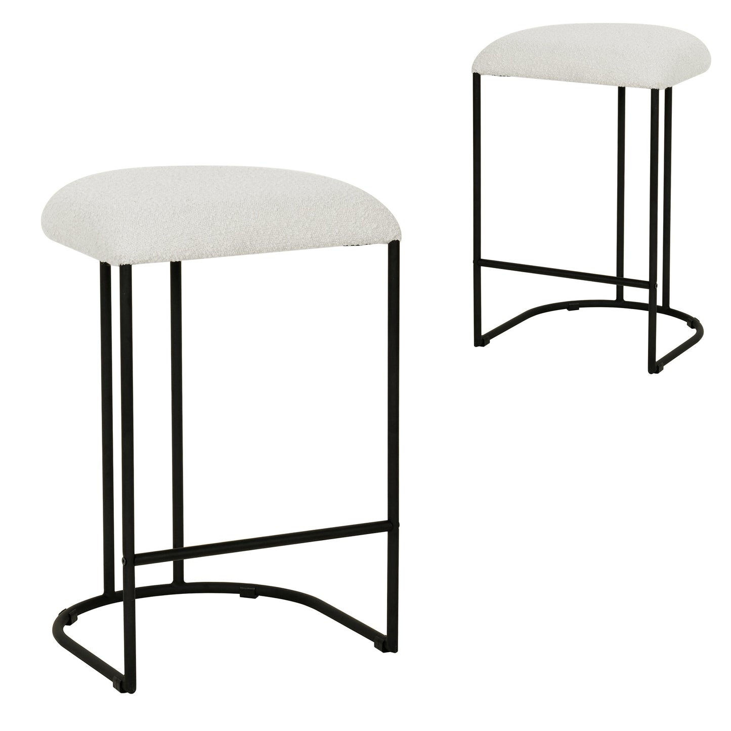 Set of 2 - Galvan 65cm Bar Stool - Cottage White Boucle
