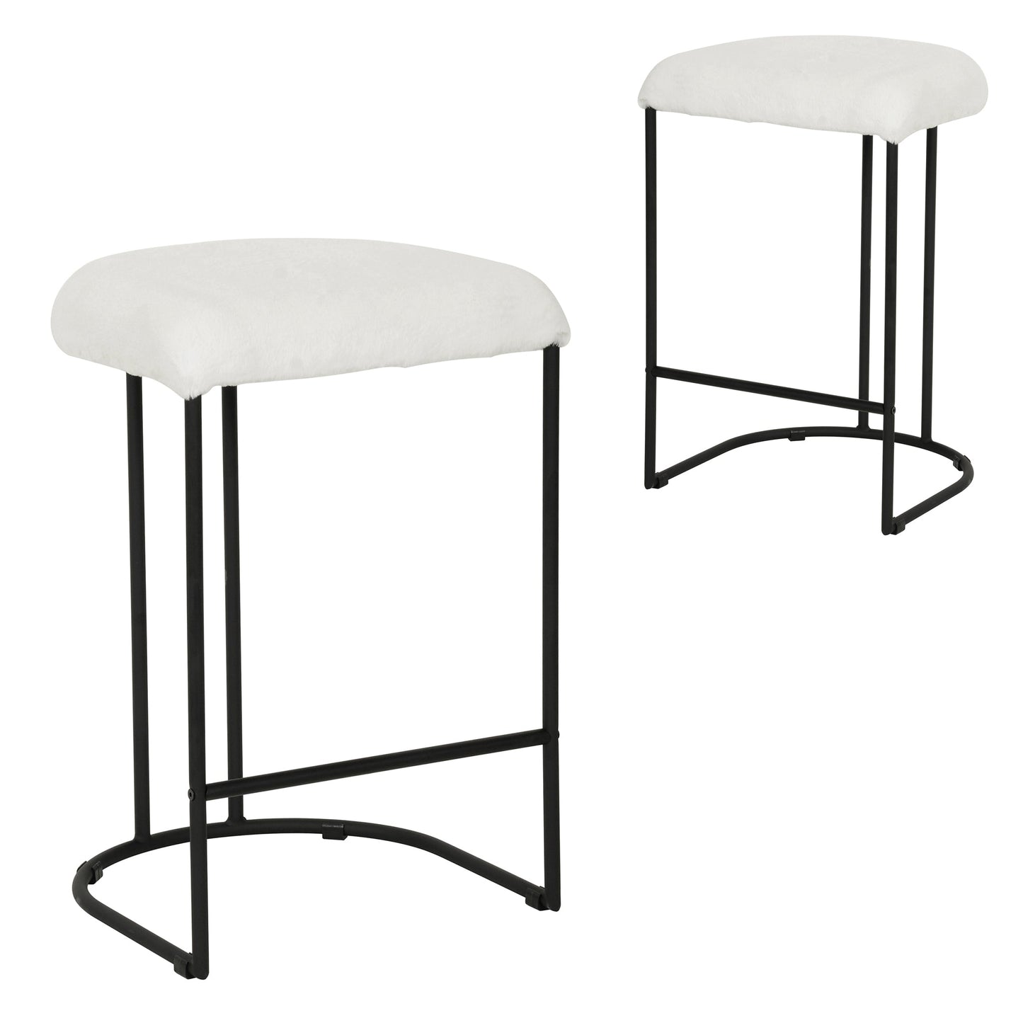 Set of 2 - Galvan 65cm Bar Stool - Cloud Fur