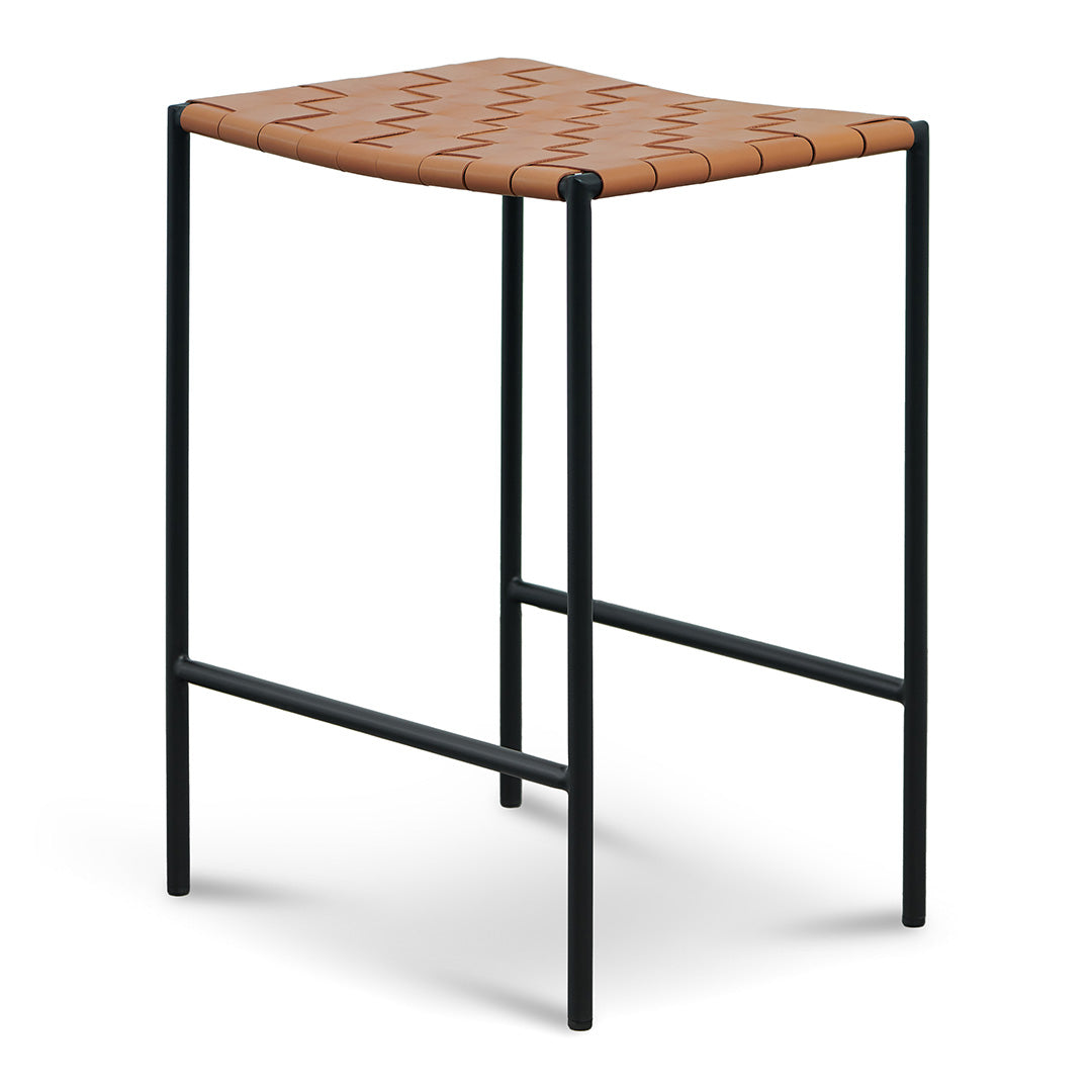 Set of 2 - Anika Black Frame Bar stool - Tan