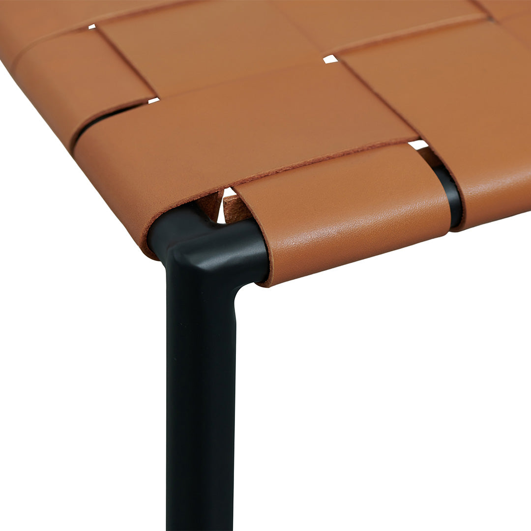 Set of 2 - Anika Black Frame Bar stool - Tan