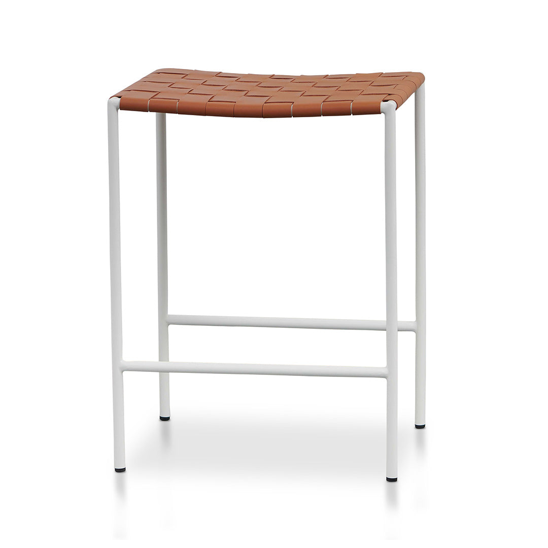 Set of 2 - Anika White Frame Bar stool - Tan