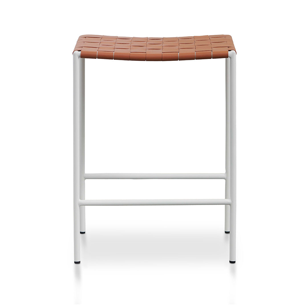Set of 2 - Anika White Frame Bar stool - Tan