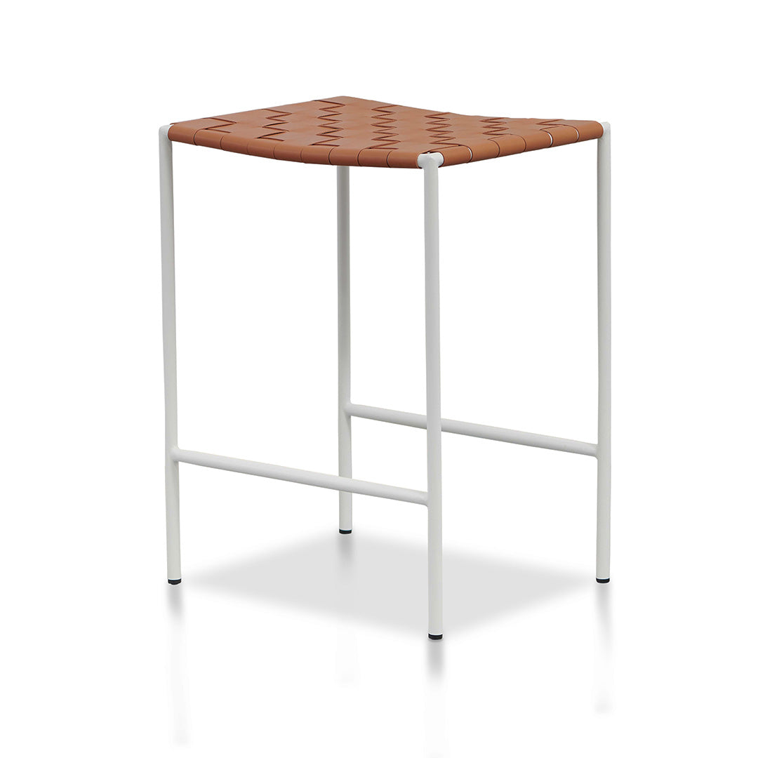 Set of 2 - Anika White Frame Bar stool - Tan