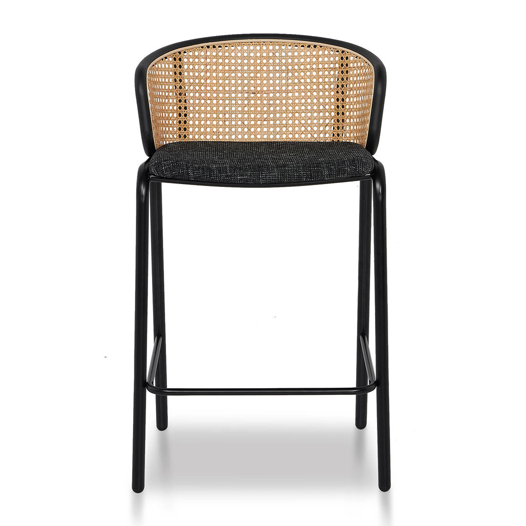 Set of 2 - Florine 65cm Fabric Bar Stool - Black Legs