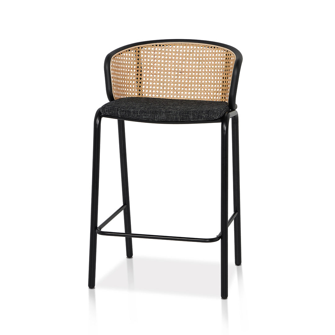 Set of 2 - Florine 65cm Fabric Bar Stool - Black Legs