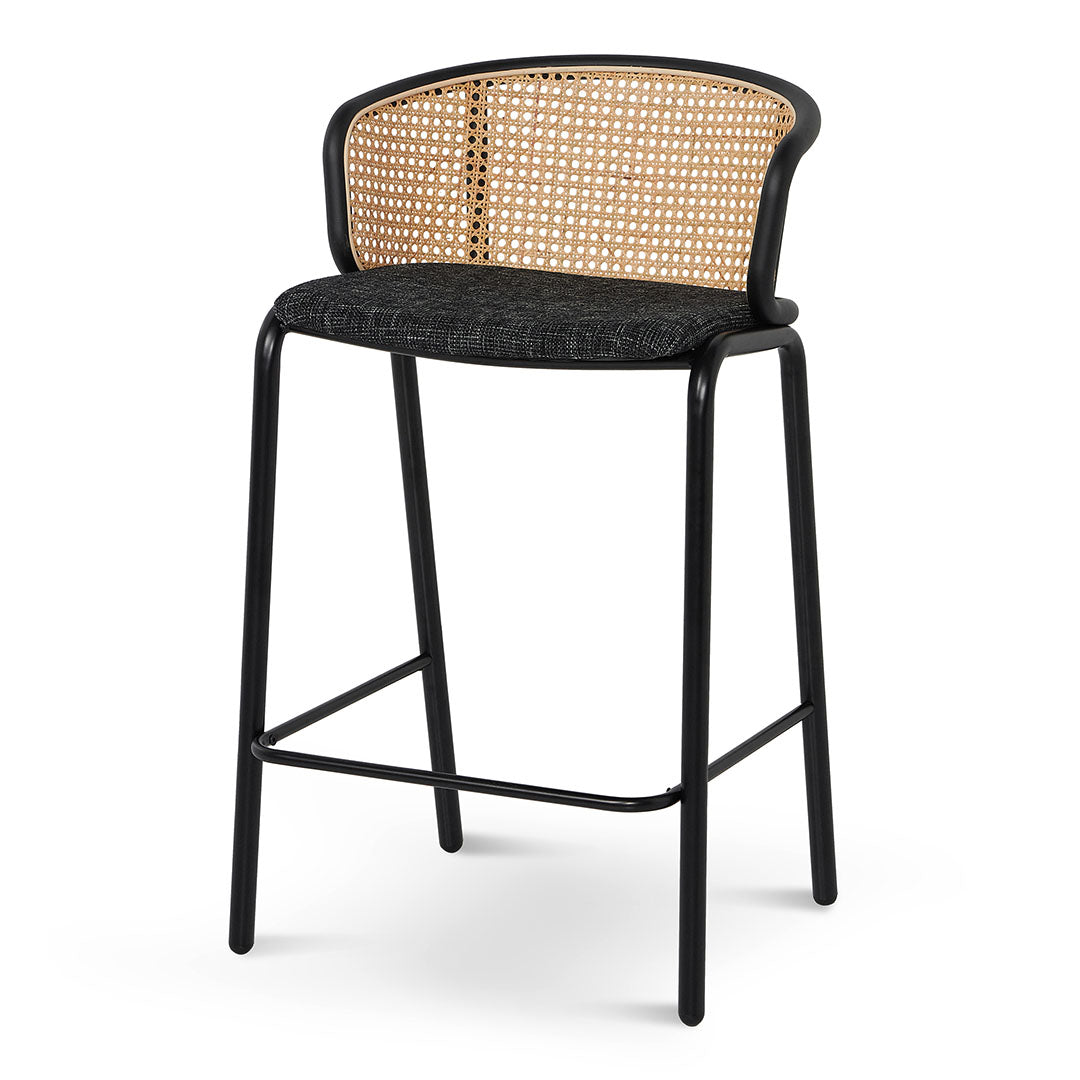 Set of 2 - Florine 65cm Fabric Bar Stool - Black Legs