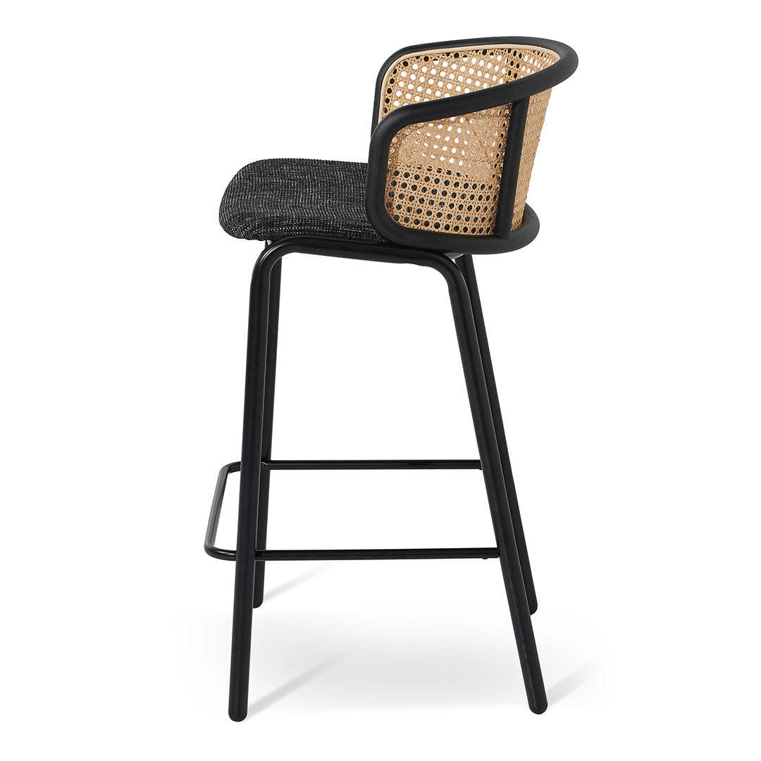 Set of 2 - Florine 65cm Fabric Bar Stool - Black Legs