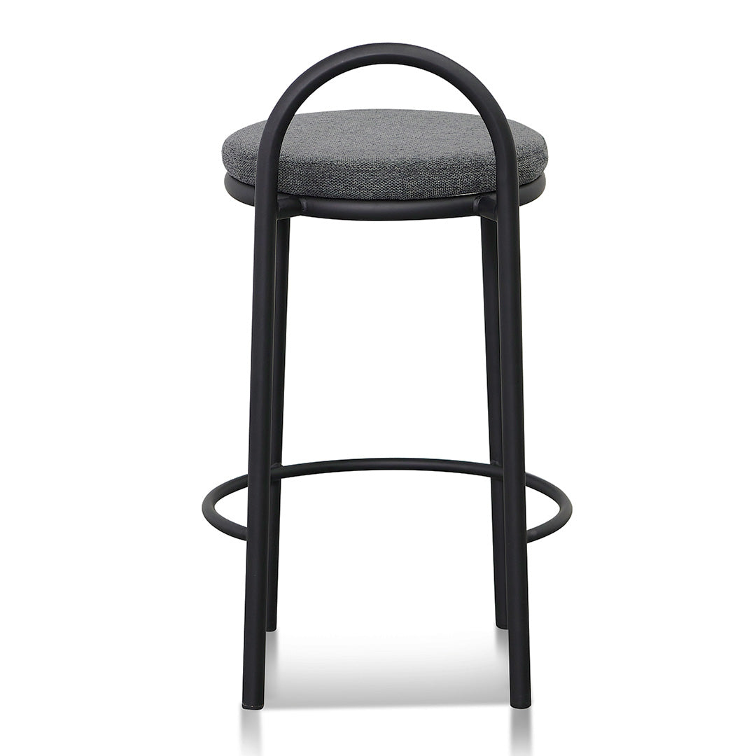 Set of 2 - Mclean 63cm Black Frame Bar Stool - Charcoal Grey