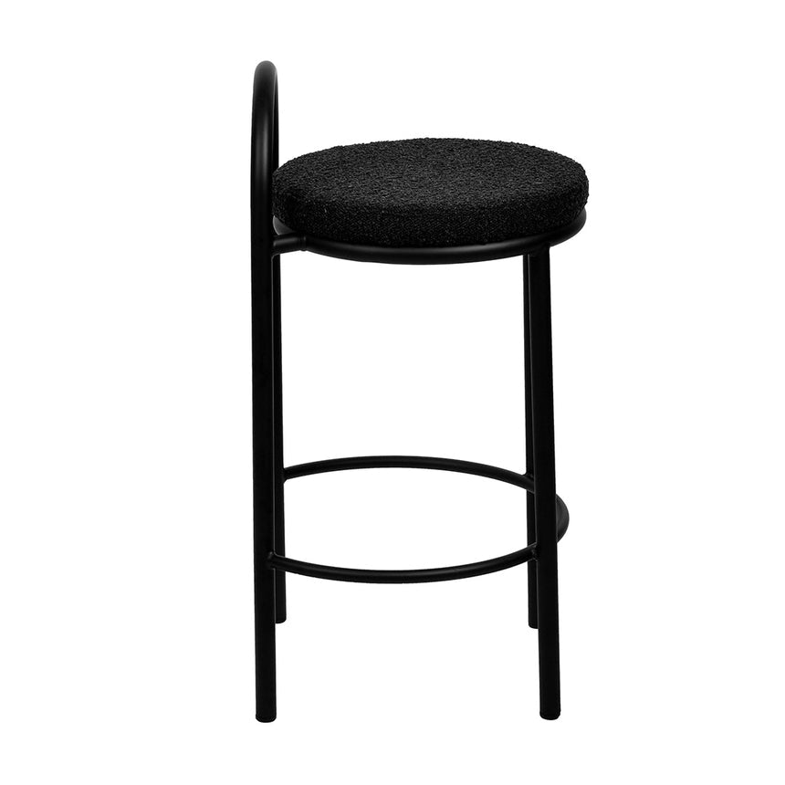 63cm Bar Stool - Black Boucle (Set of 2)