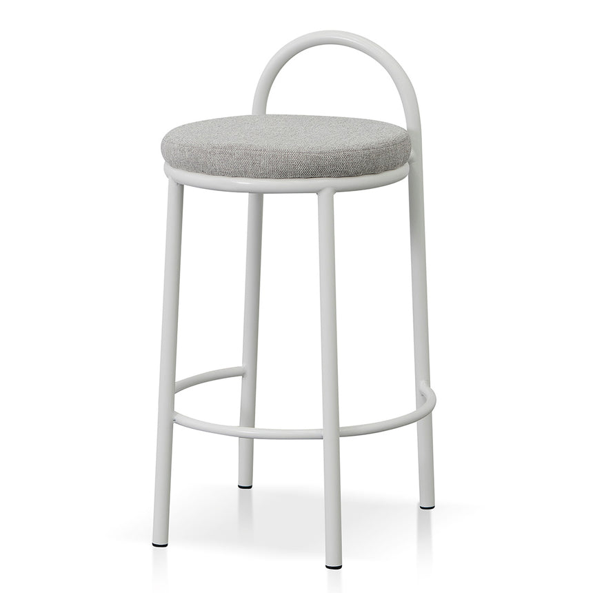 63cm White Frame Bar Stool - Coastal Light Grey (Set of 2)