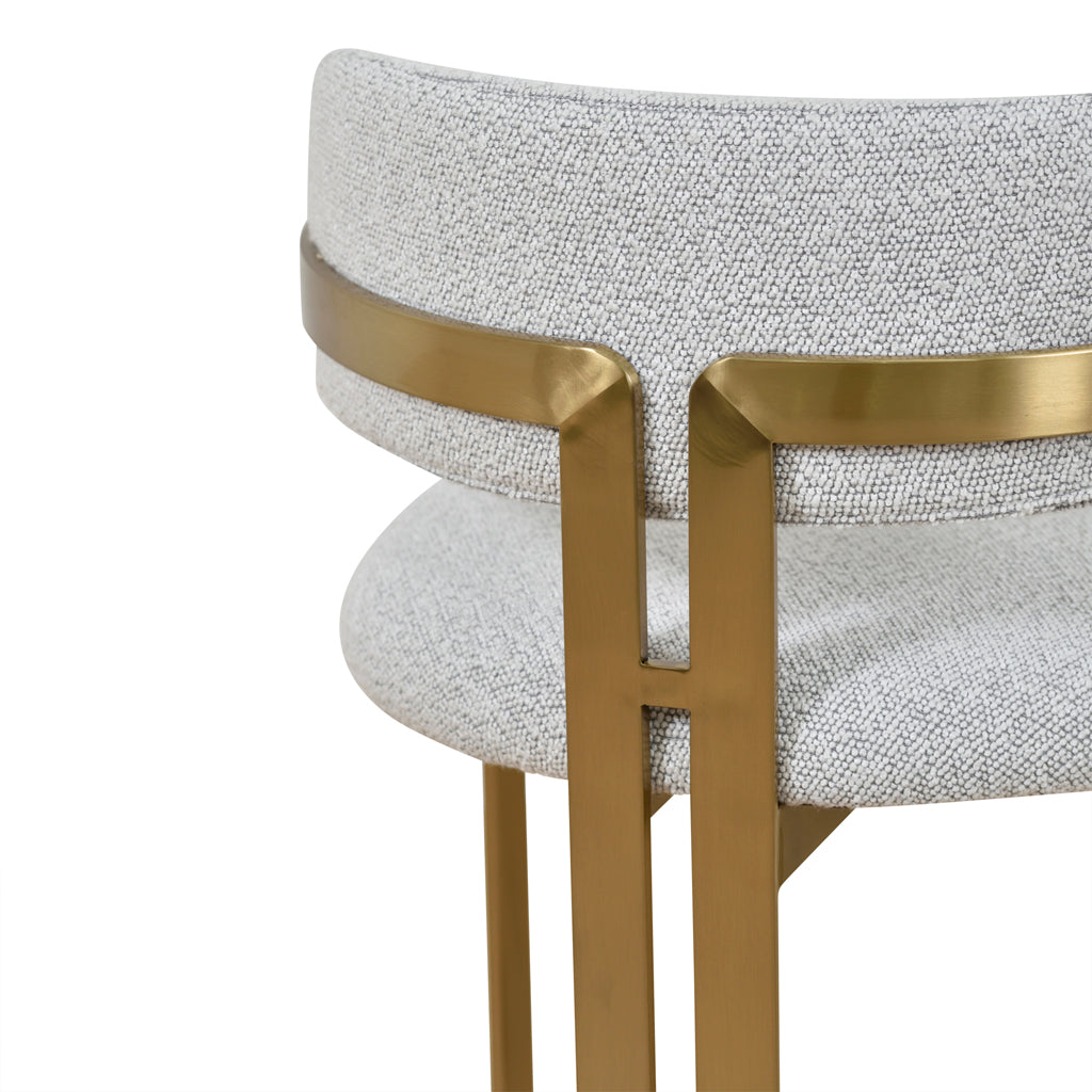 Tonu 65cm Brushed Gold Bar Stool - Light Grey Boucle