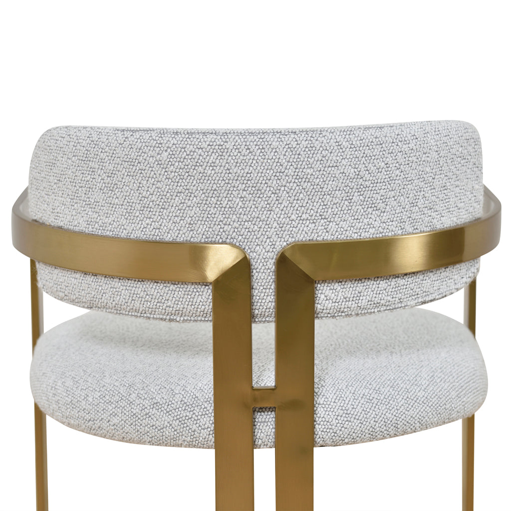 Tonu 65cm Brushed Gold Bar Stool - Light Grey Boucle