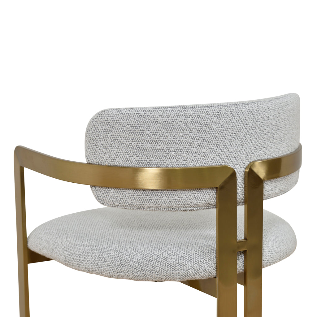 Tonu 65cm Brushed Gold Bar Stool - Light Grey Boucle