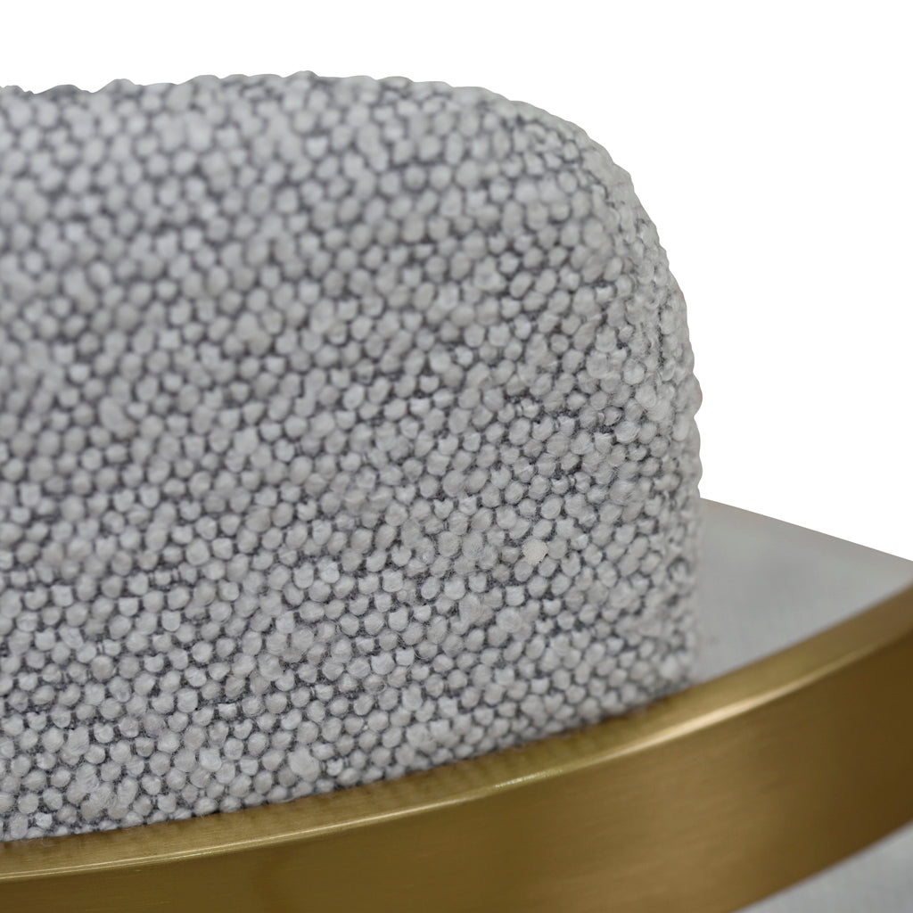 Tonu 65cm Brushed Gold Bar Stool - Light Grey Boucle