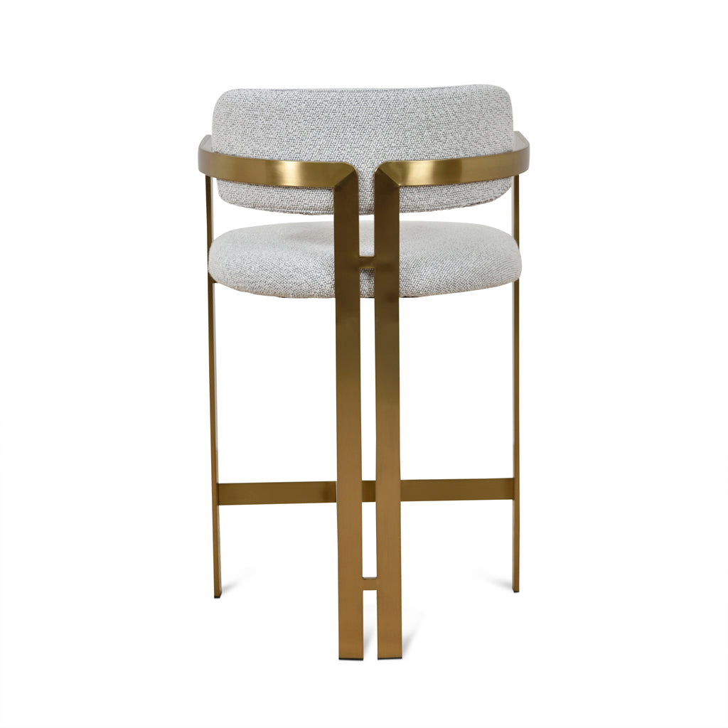 Tonu 65cm Brushed Gold Bar Stool - Light Grey Boucle