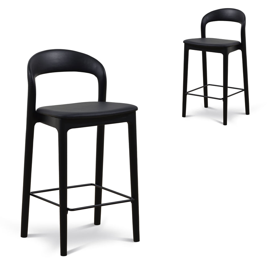 65cm Bar Stool - Full Black (Set of 2)