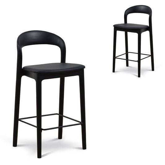 65cm Bar Stool - Full Black (Set of 2)