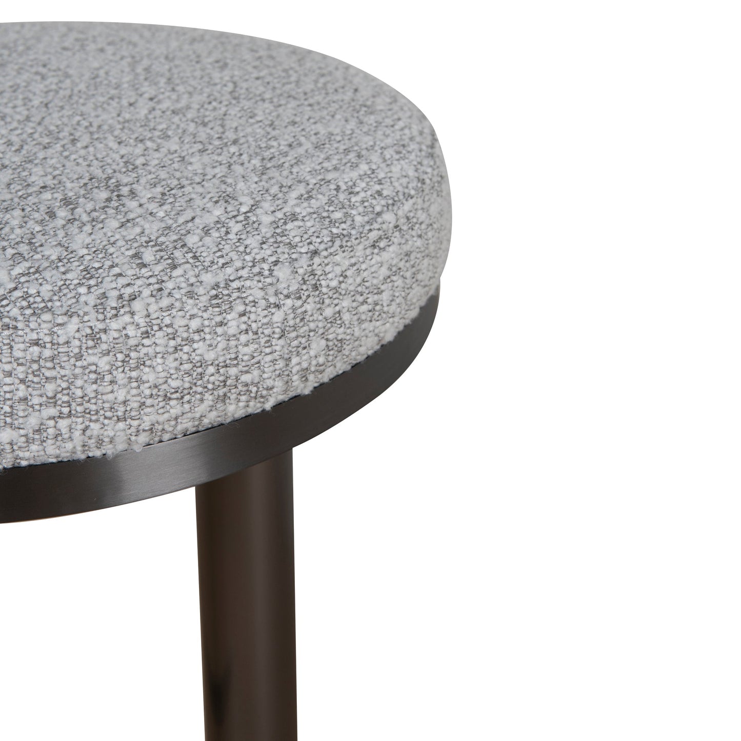Jovan 68cm Brush Black Bar Stool - Silver Grey Boucle