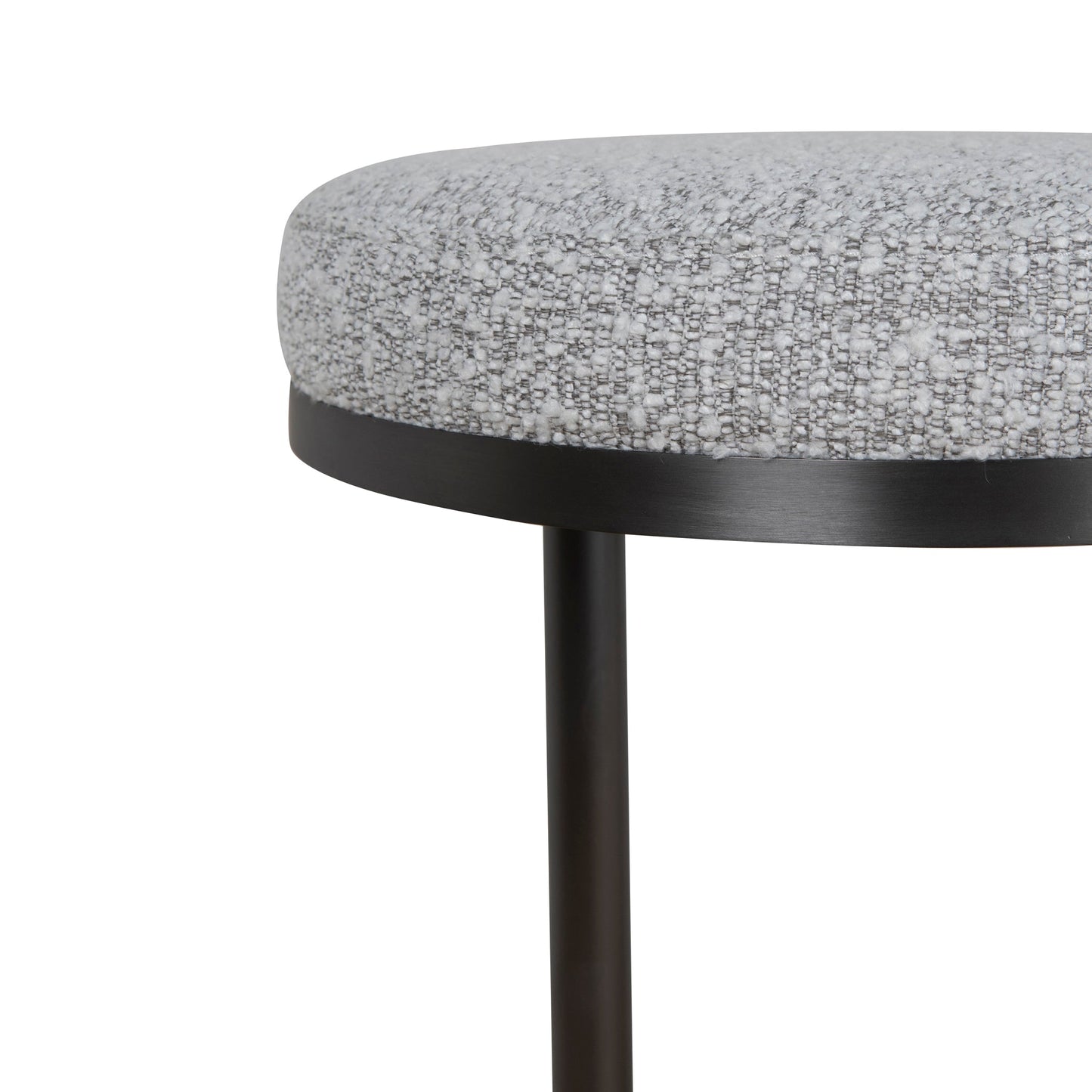 Jovan 68cm Brush Black Bar Stool - Silver Grey Boucle