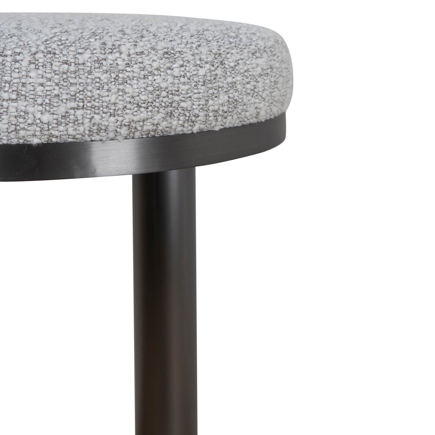 Jovan 68cm Brush Black Bar Stool - Silver Grey Boucle