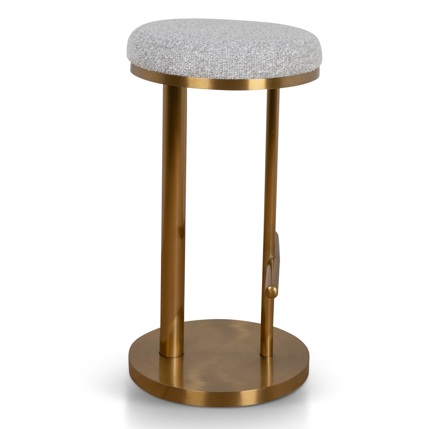 68cm Brushed Gold Bar Stool - Silver Grey Boucle