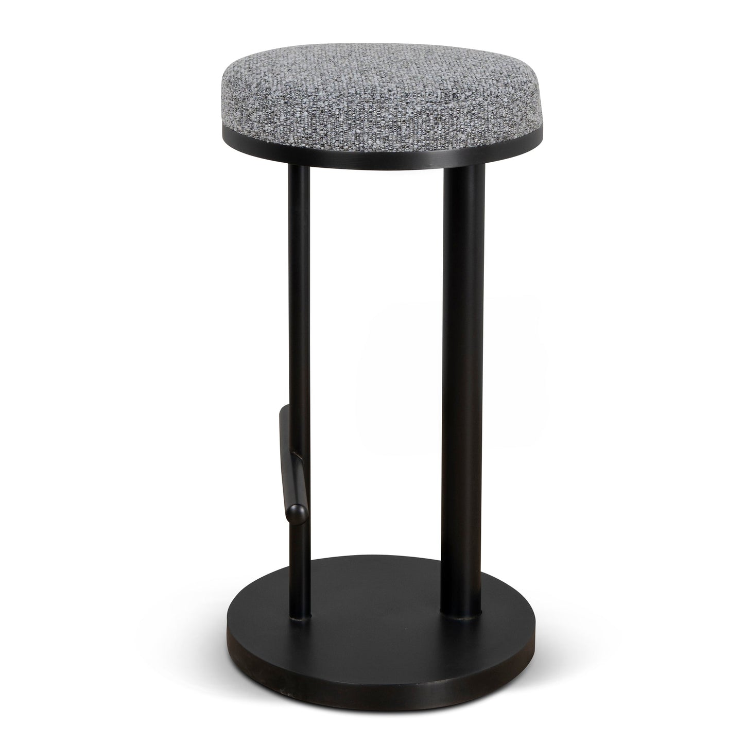 Jovan 68cm Matte Black Bar Stool - Graphite Grey Boucle