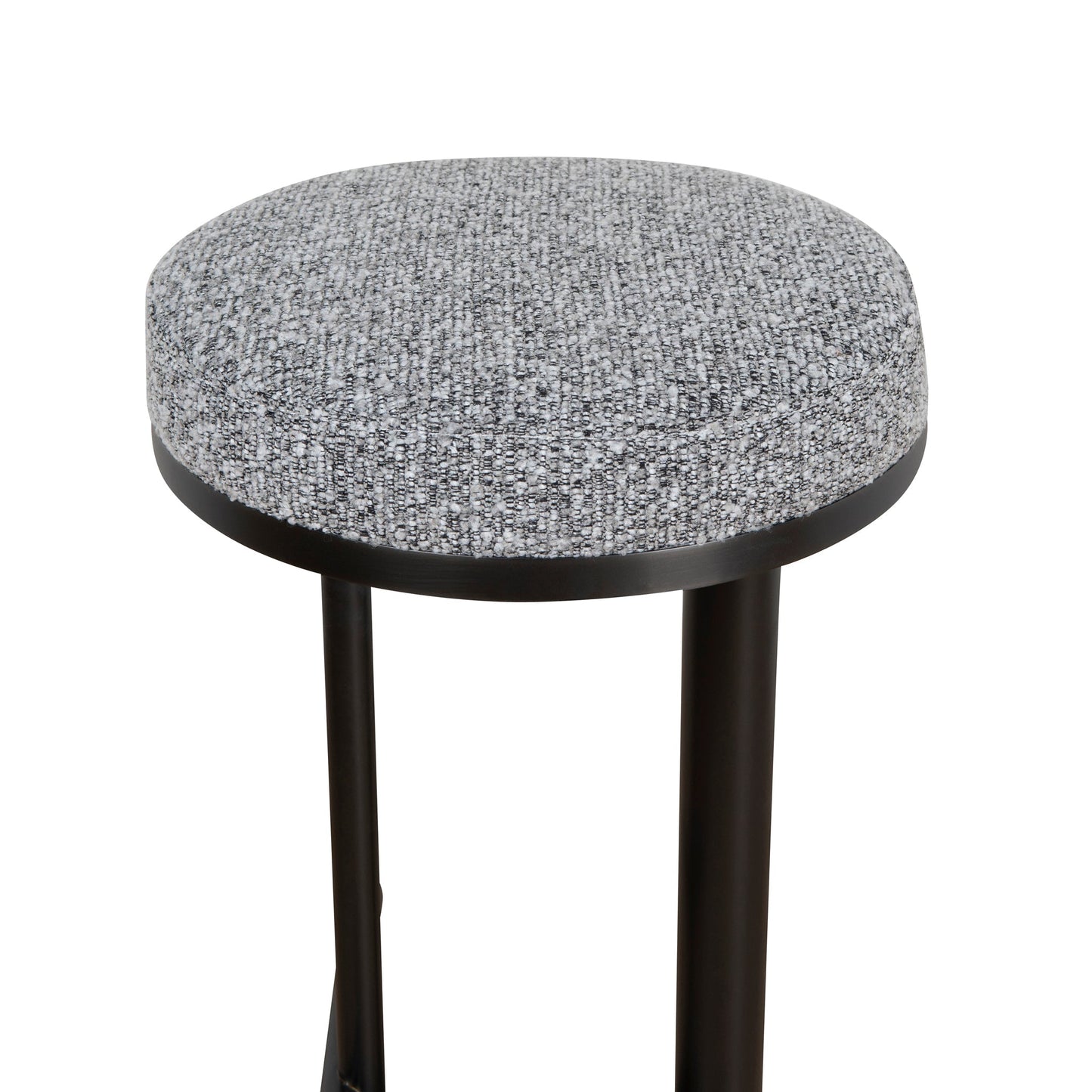 Jovan 68cm Matte Black Bar Stool - Graphite Grey Boucle