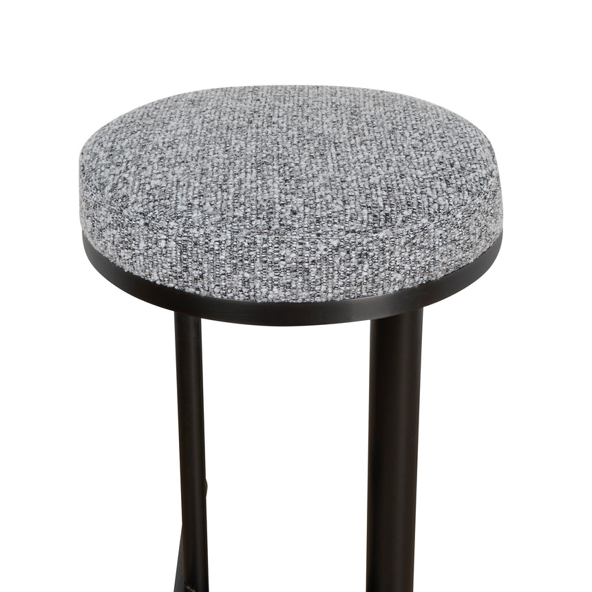 68cm Black Bar Stool - Graphite Grey Boucle