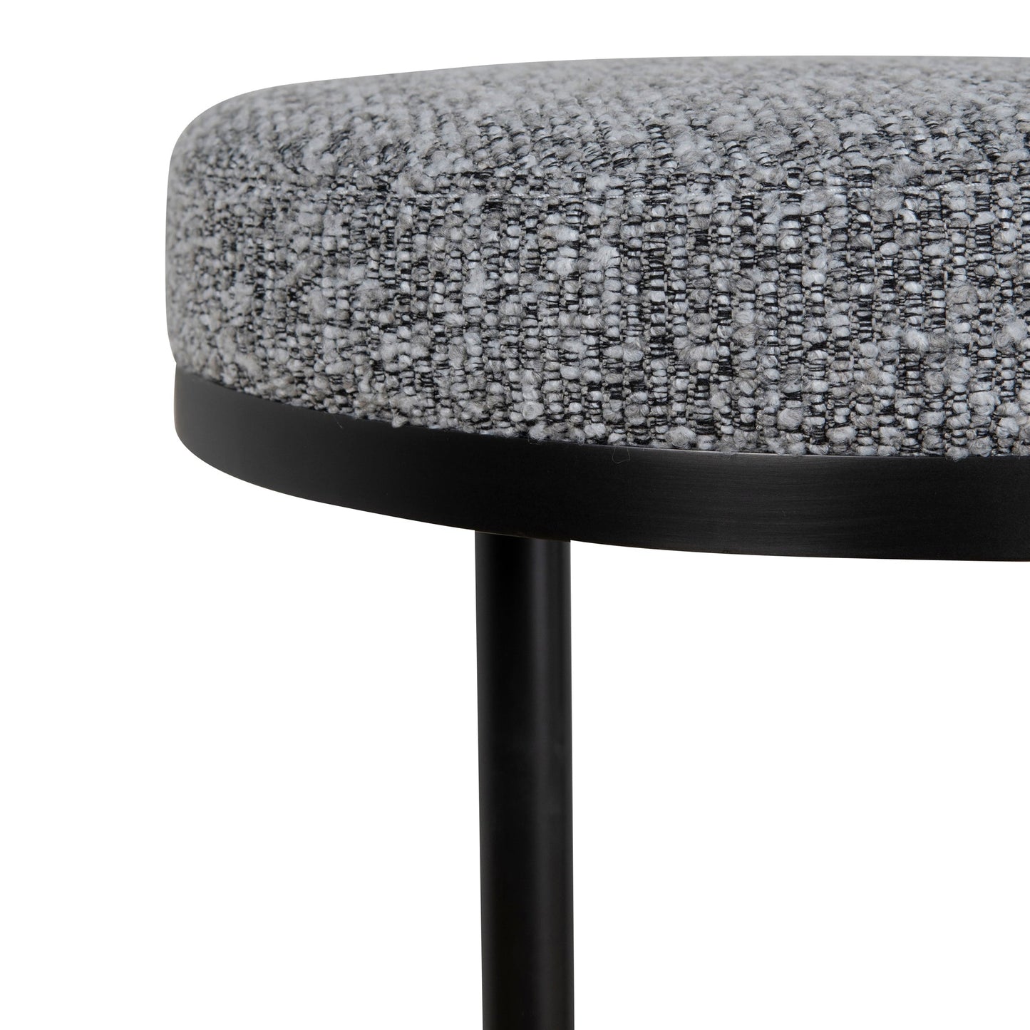 Jovan 68cm Matte Black Bar Stool - Graphite Grey Boucle