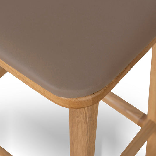 67cm Natural Bar Stool - Mocha Brown