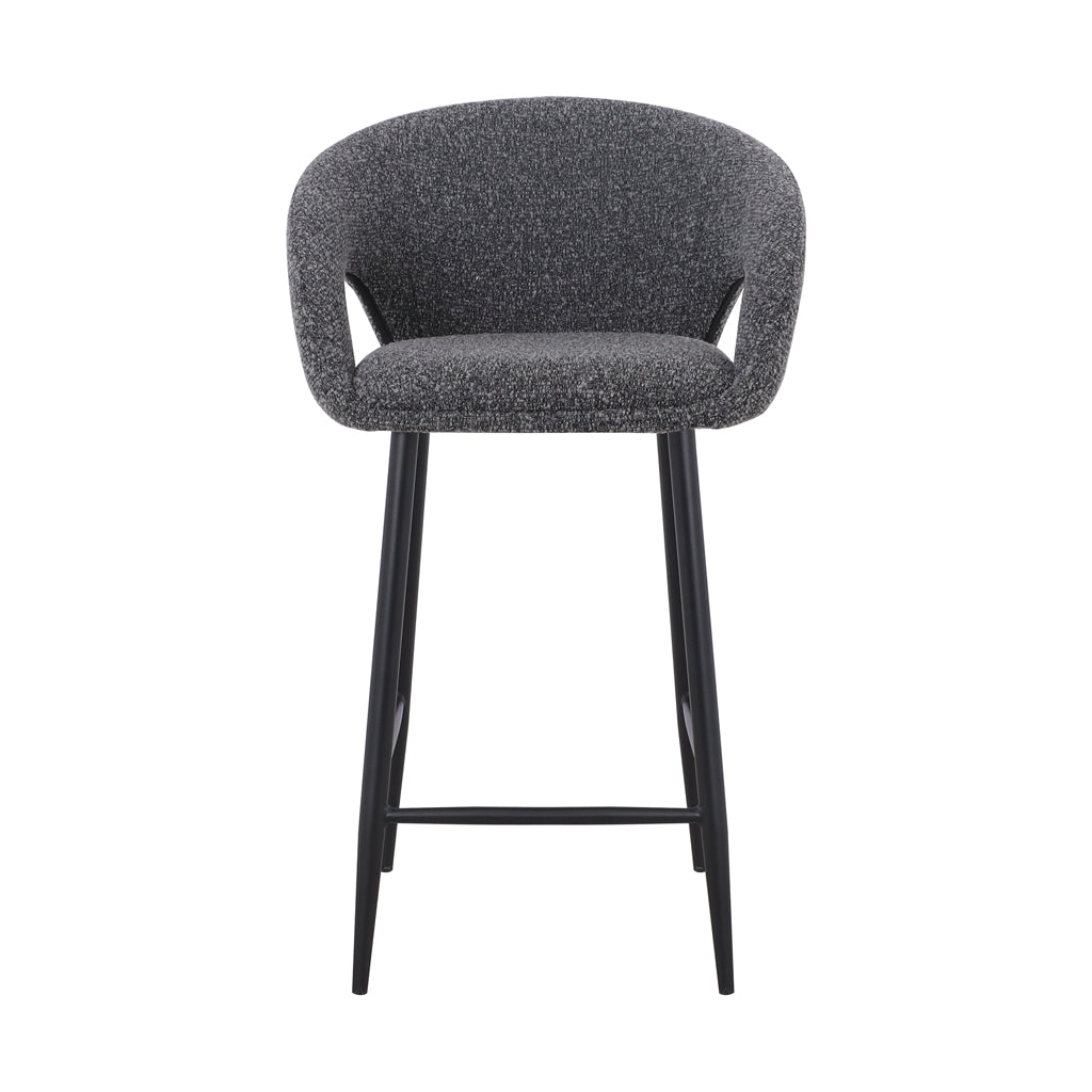 Set of 2 - Albinus 65cm Bar Stool - Anthracite Grey Boucle