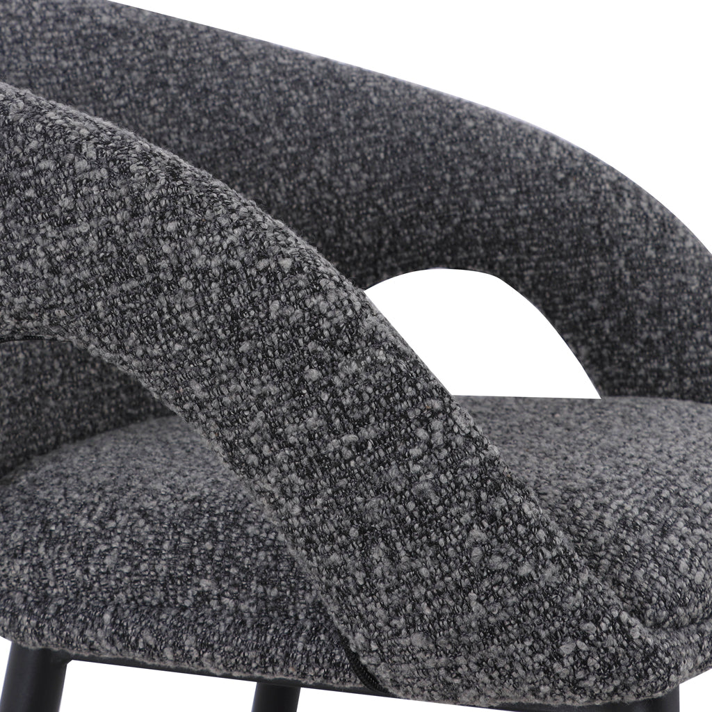 Set of 2 - Albinus 65cm Bar Stool - Anthracite Grey Boucle