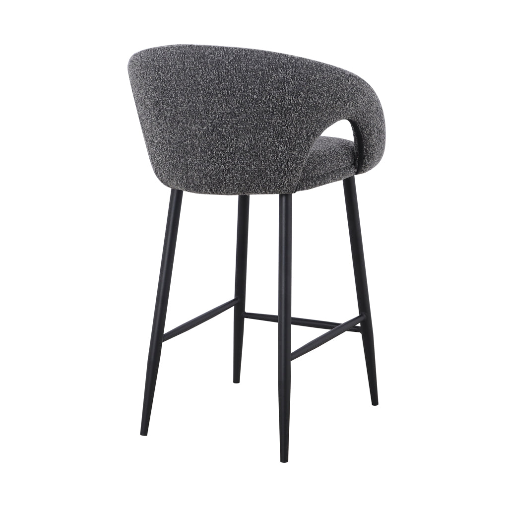 Set of 2 - Albinus 65cm Bar Stool - Anthracite Grey Boucle