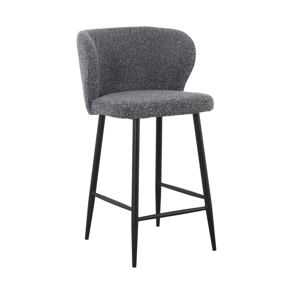 Set of 2 - Perkins 65cm Bar Stool - Anthracite Grey Boucle