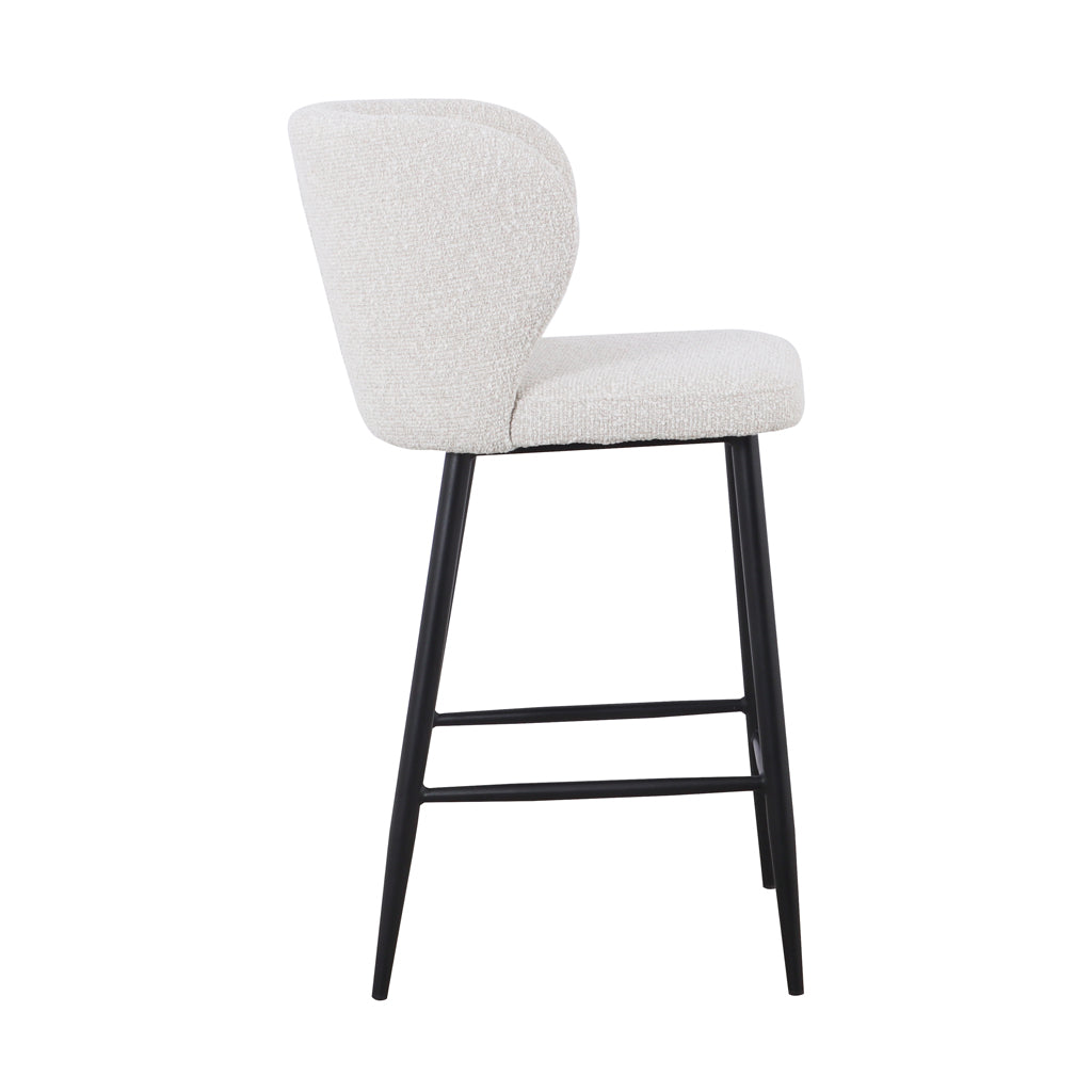 Set of 2 - Perkins 65cm Bar Stool - Pearl Grey Boucle