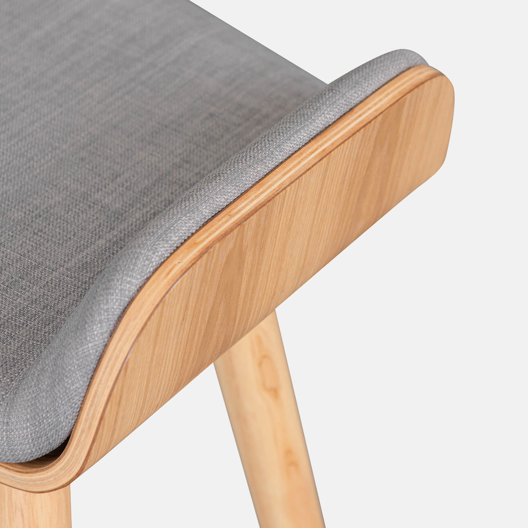 Finn 65cm Fabric Bar Stool - Grey - Natural