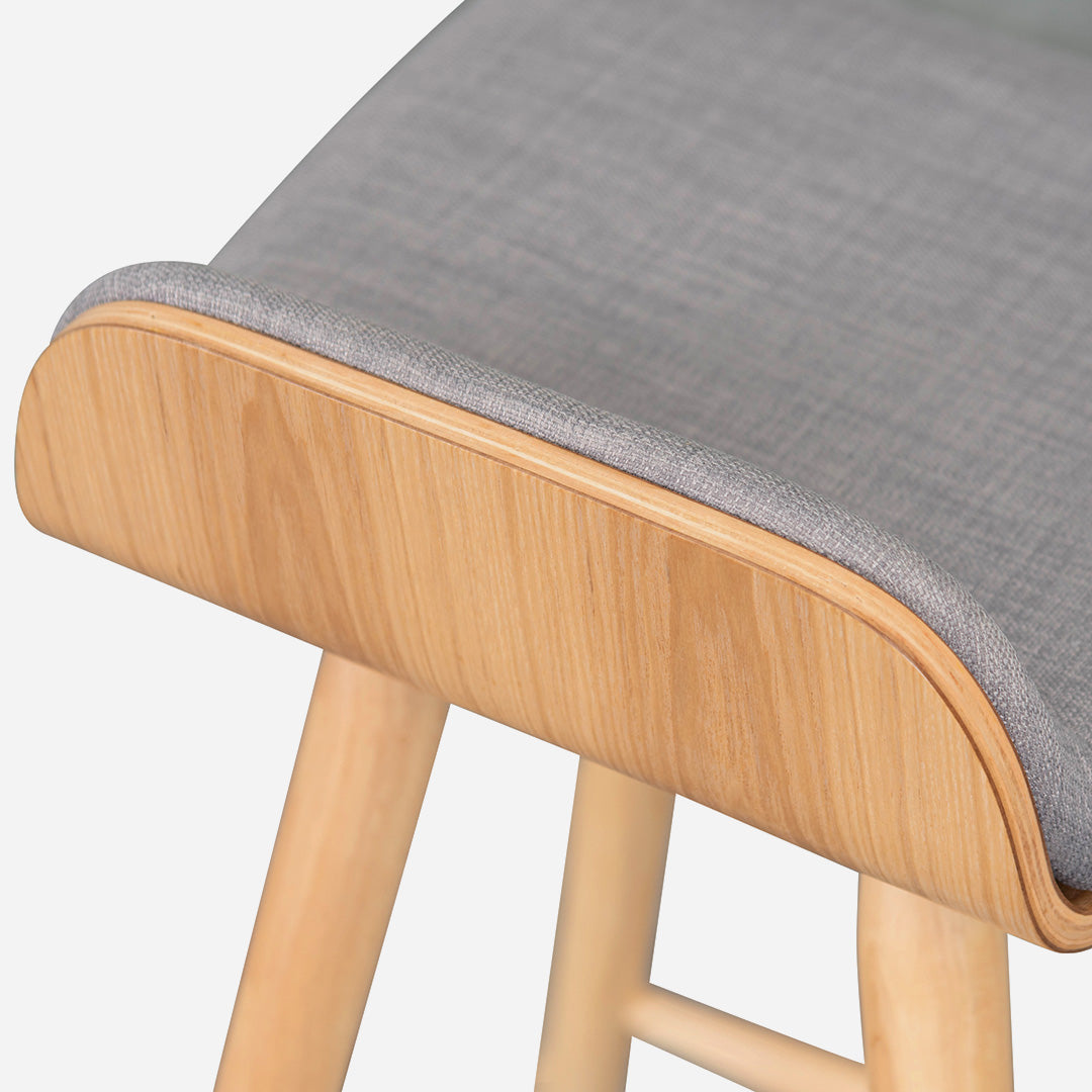 Finn 65cm Fabric Bar Stool - Grey - Natural