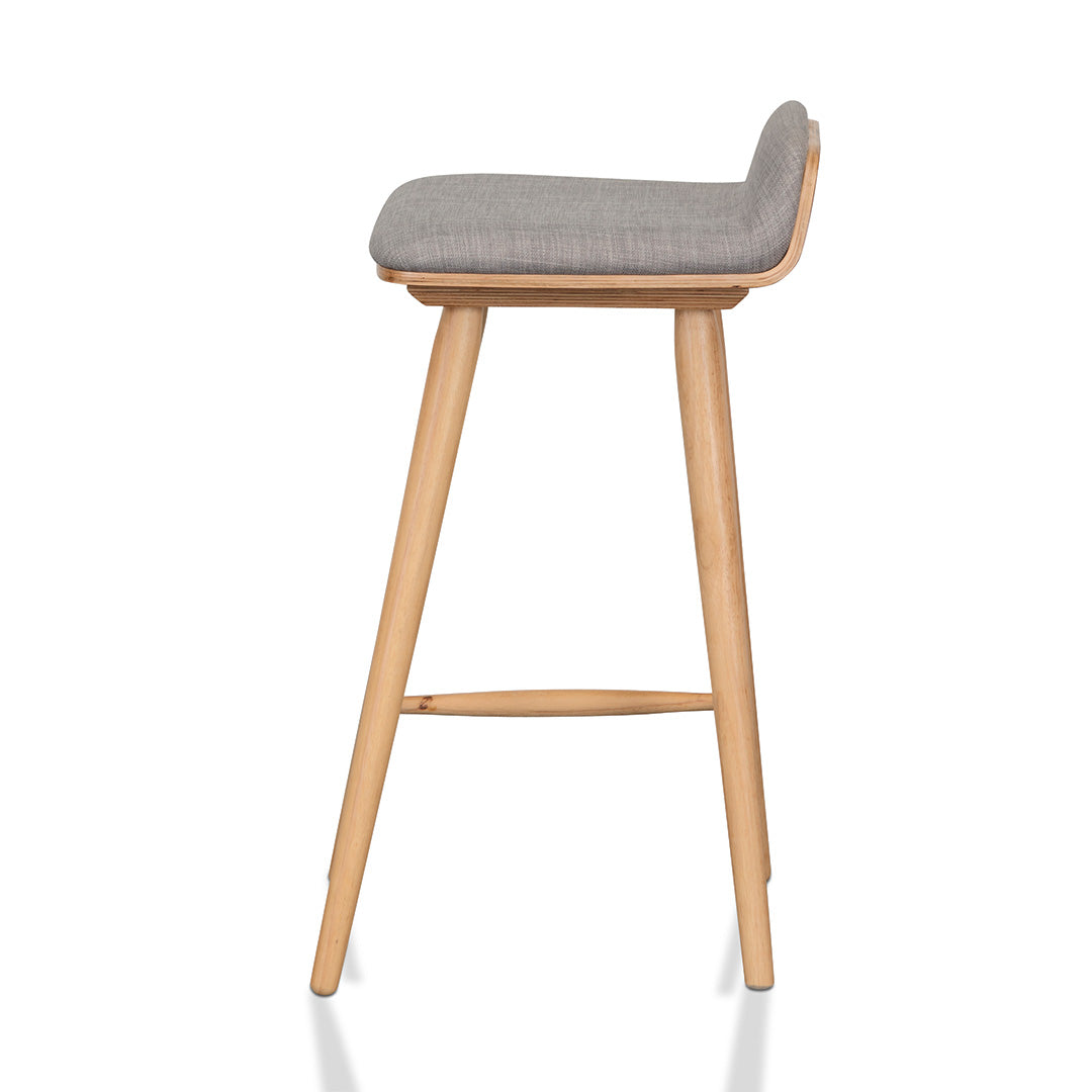 Finn 65cm Fabric Bar Stool - Grey - Natural