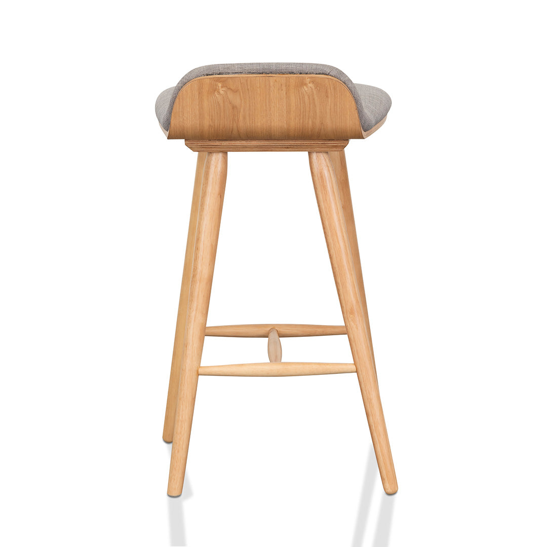 Finn 65cm Fabric Bar Stool - Grey - Natural