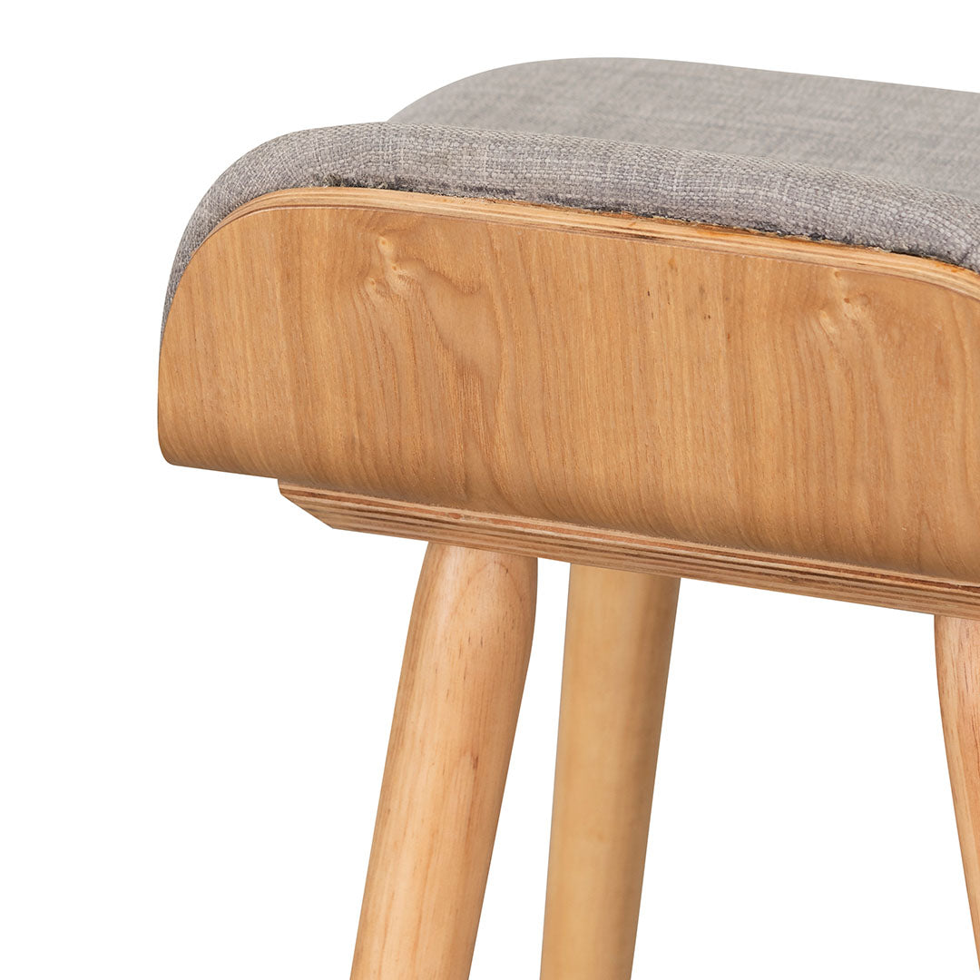 Finn 65cm Fabric Bar Stool - Grey - Natural