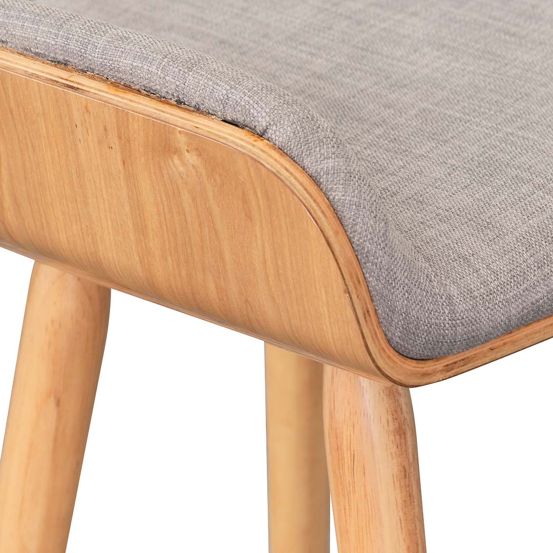 Finn 65cm Fabric Bar Stool - Grey - Natural