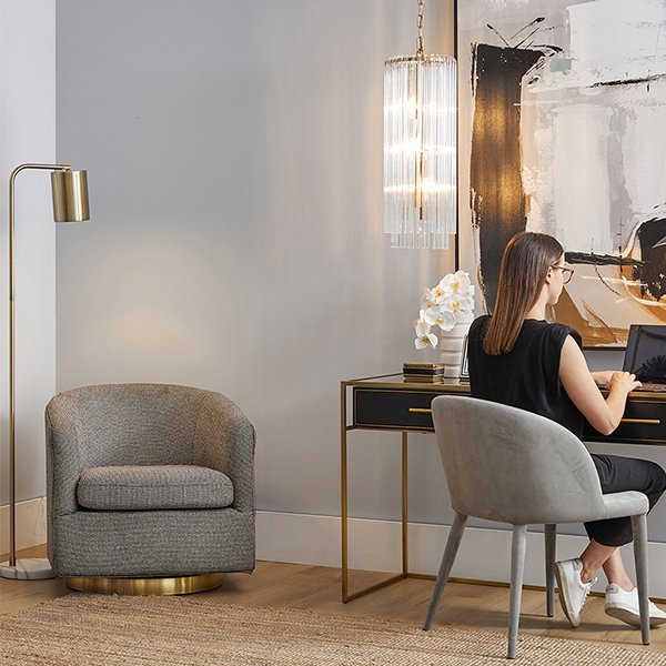 Belvedere Swivel Arm Chair - Black