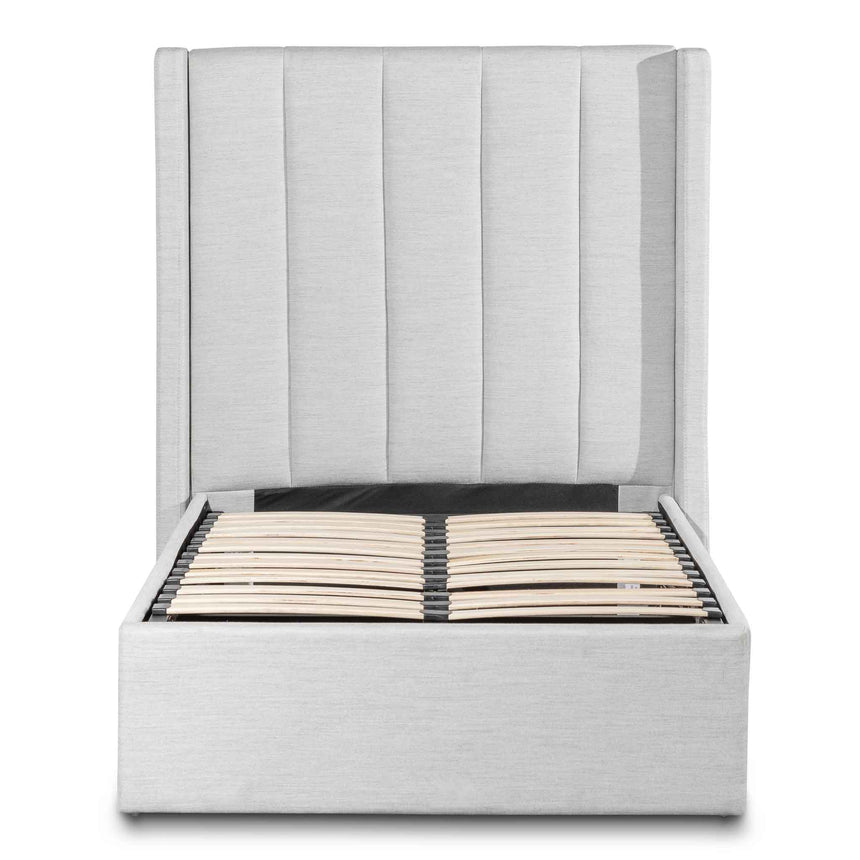 Fabric Single Bed Frame - Pearl Grey with Storage