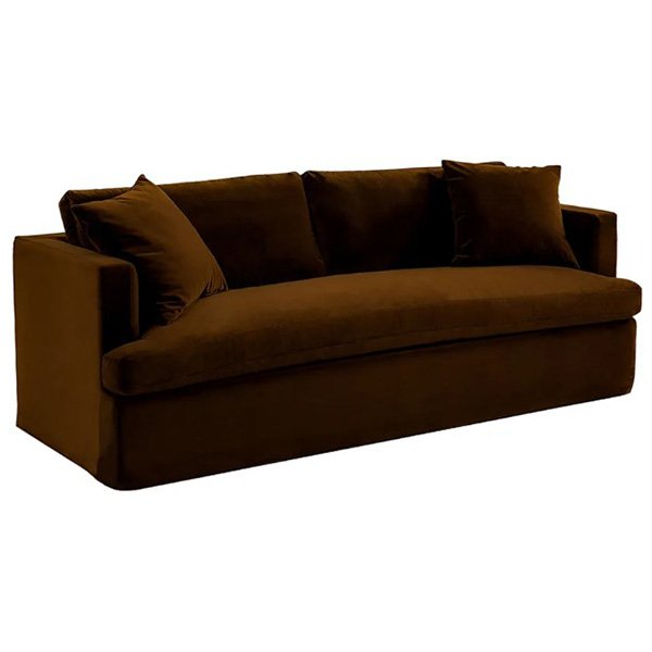 Birkshire 3 Seater Slip Cover Sofa - Dark Chocolate Velvet