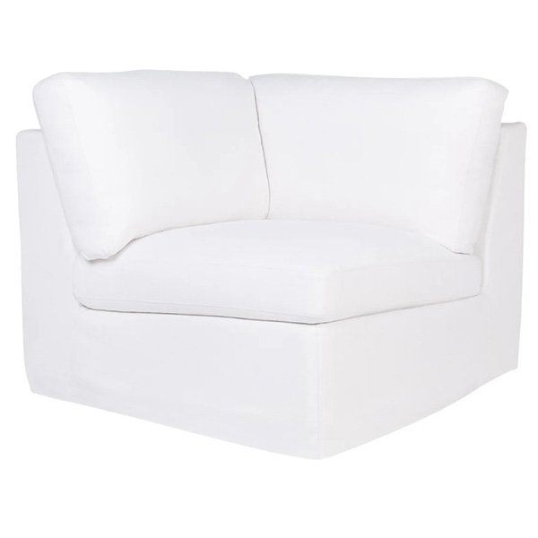 Birkshire Slip Cover Corner Seat Chair - White Linen