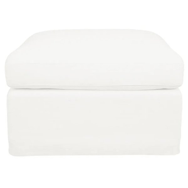 Birkshire Slip Cover Ottoman - White Linen