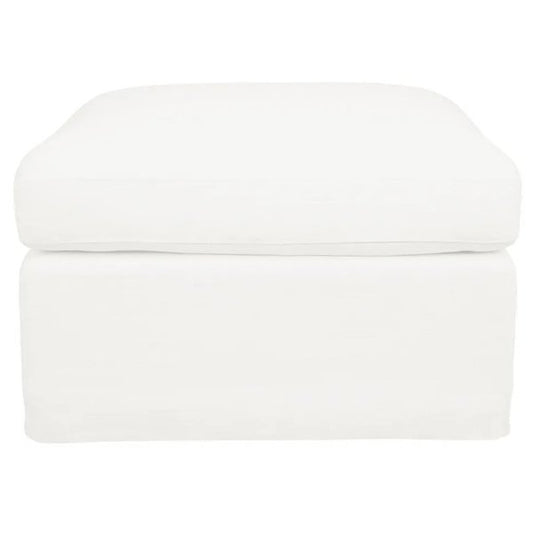 Birkshire Slip Cover Ottoman - White Linen