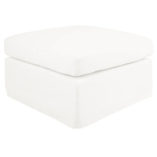 Birkshire Slip Cover Ottoman - White Linen