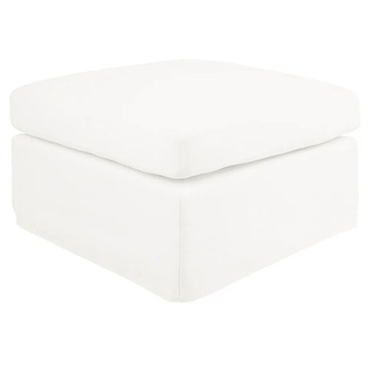 Birkshire Slip Cover Ottoman - White Linen